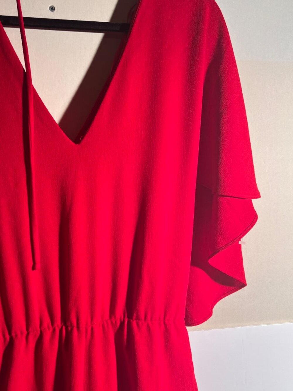 Zara Woman Red Flutter Sleeve Wide Leg Jumpsuit - Size S - Picture 5 of 15